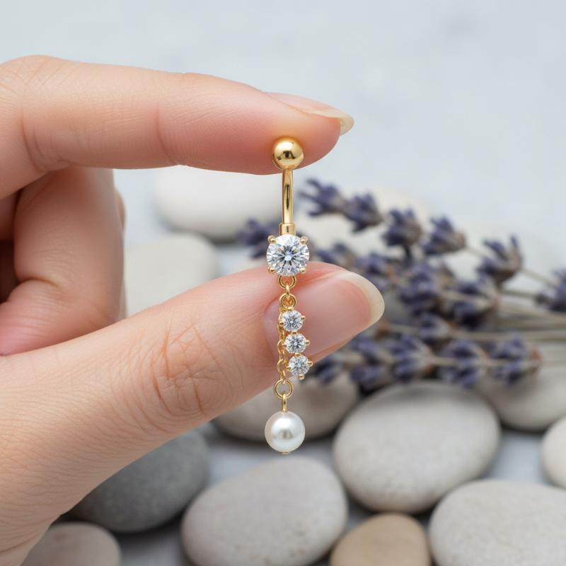 Body Jewelry Tunnels - Anillo de ombligo con colgante de