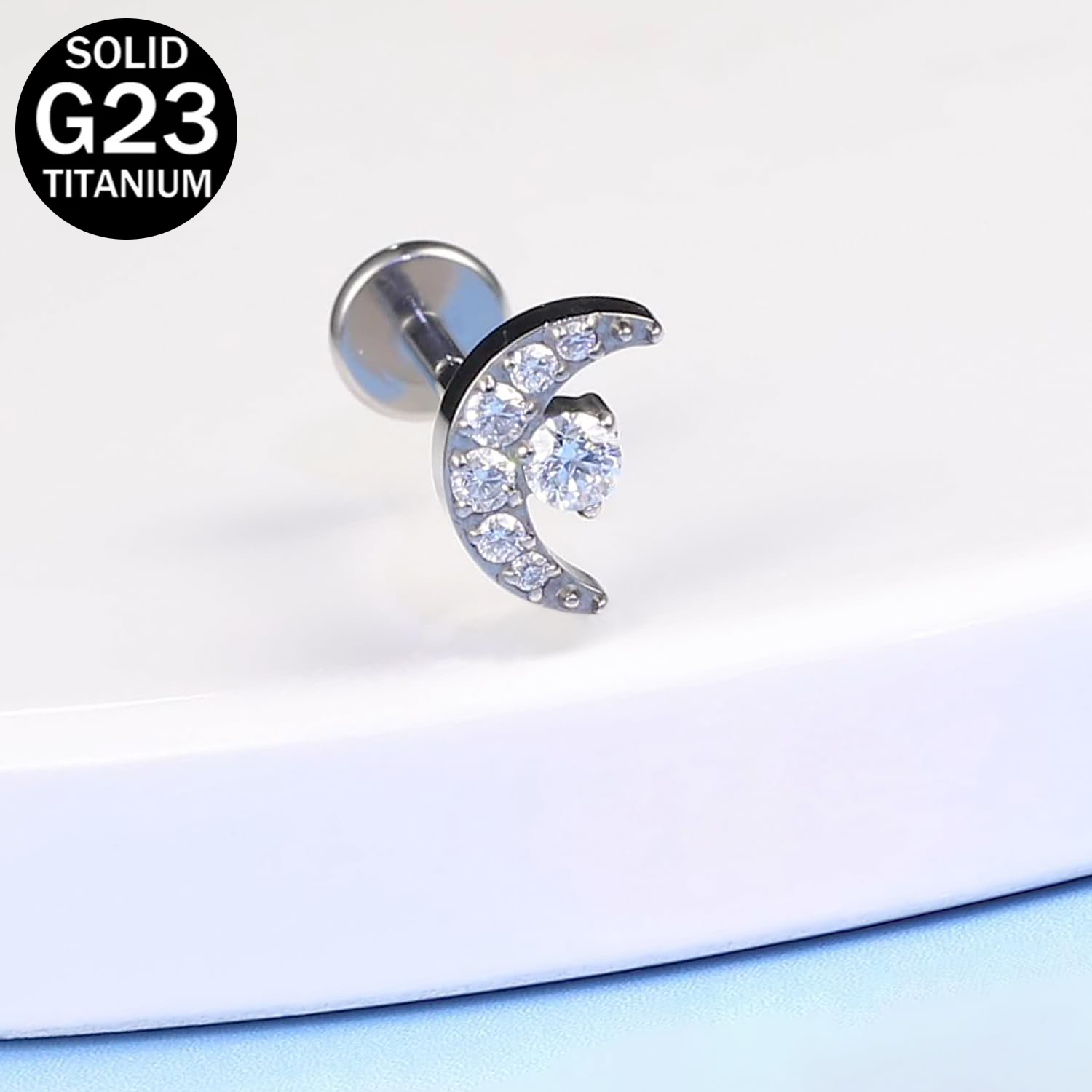 Dermal Anchor Top - G23 Titanio Crescent-Luna-diseño Labret labio Stud