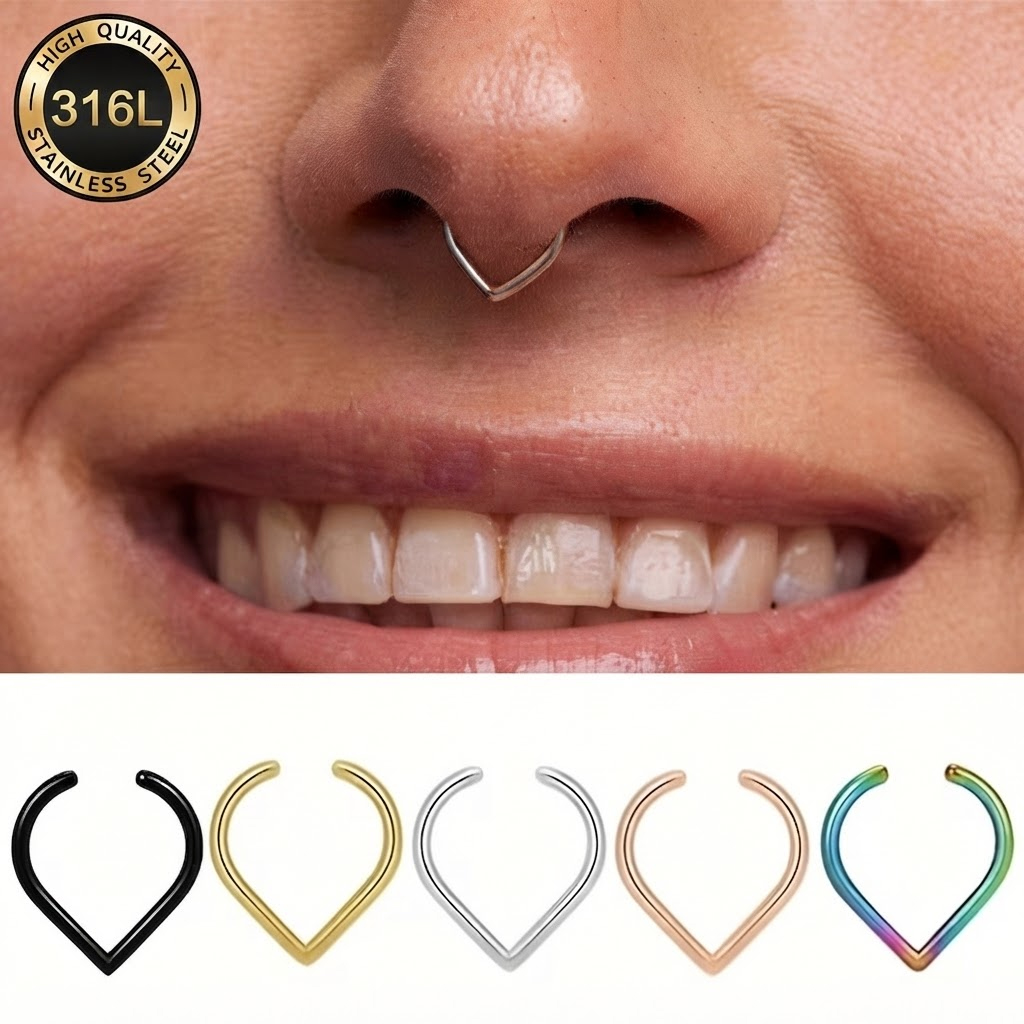 Body Jewelry Ear - Juego de 5 Anillos de Nariz