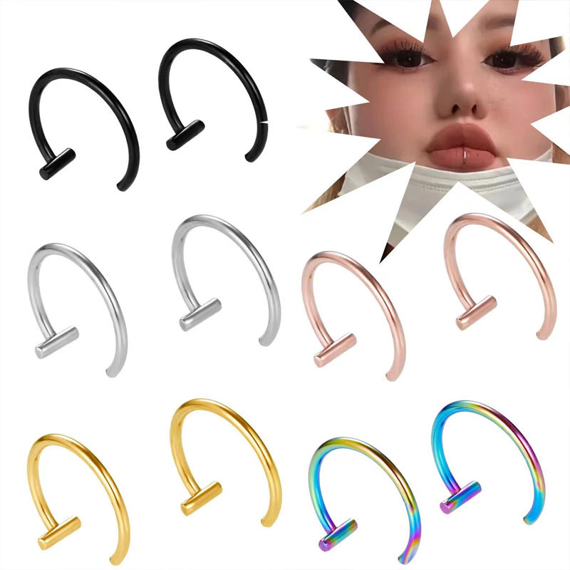 Body Jewelry Earrings - Pendientes de aro abierto de acero