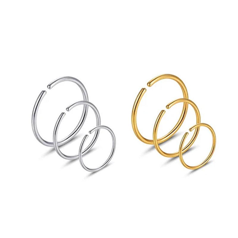 Body Jewelry Earrings - Lote de 6 Anillos Hipoalergénicos para
