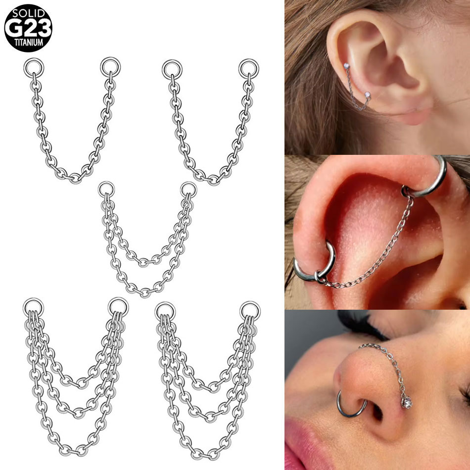 Body Jewelry Industrial - 1/5 Uds. Cadena doble de titanio