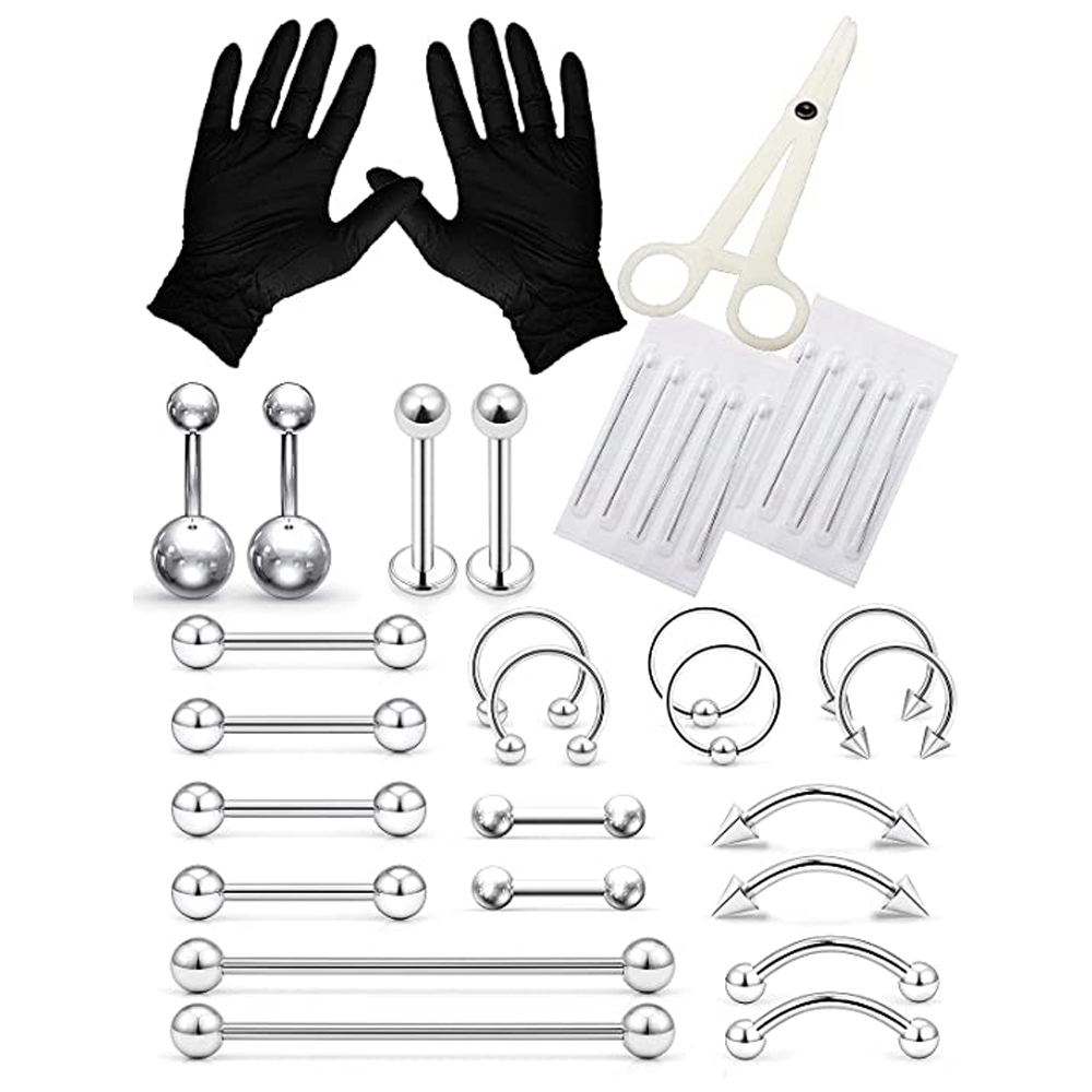 Body Jewelry Industrial - Kit de Piercing de acero inoxidable