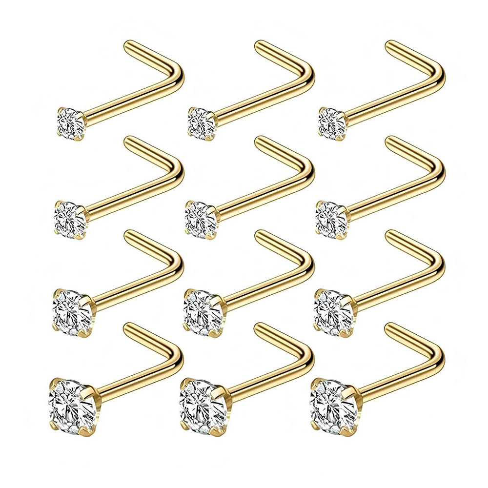 Body Jewelry Nose Studs - Juego completo de 12 piezas de