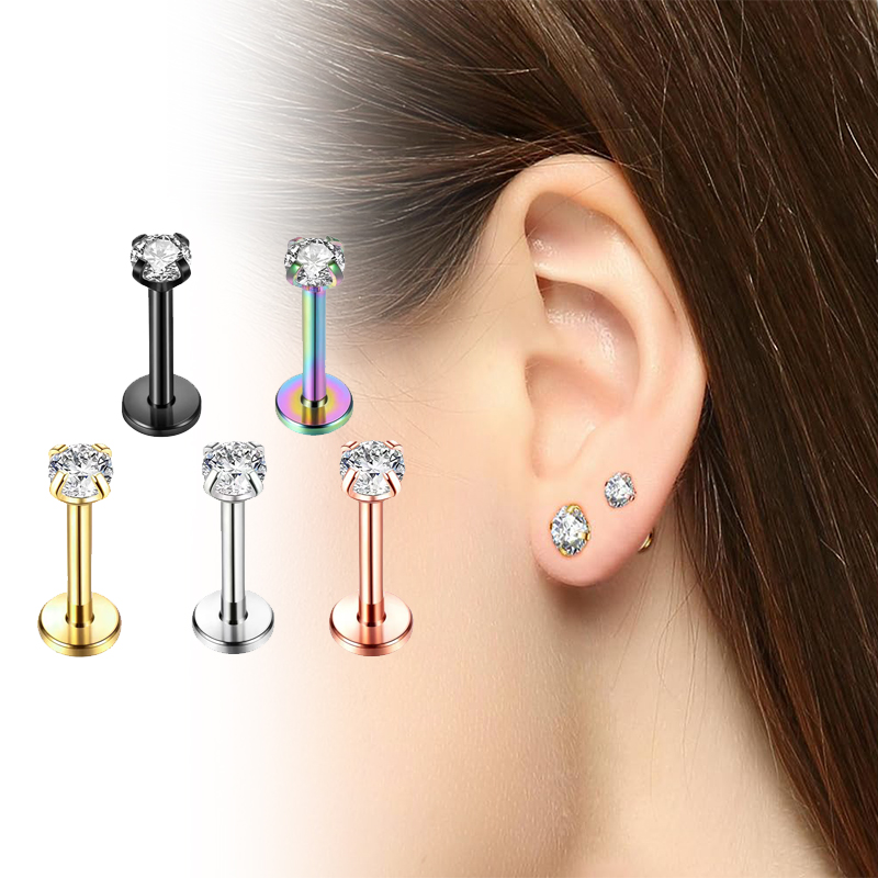 Pendientes de titanio de 16G c - Body Jewelry Back reseña y precio