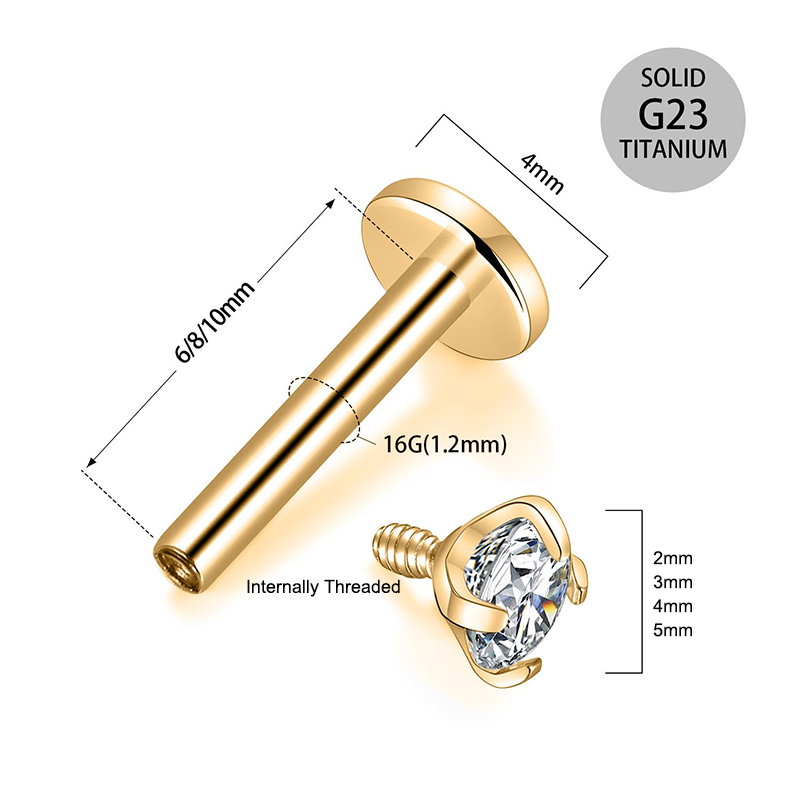 Pendientes de titanio de 16G c - Body Jewelry Back reseña y precio