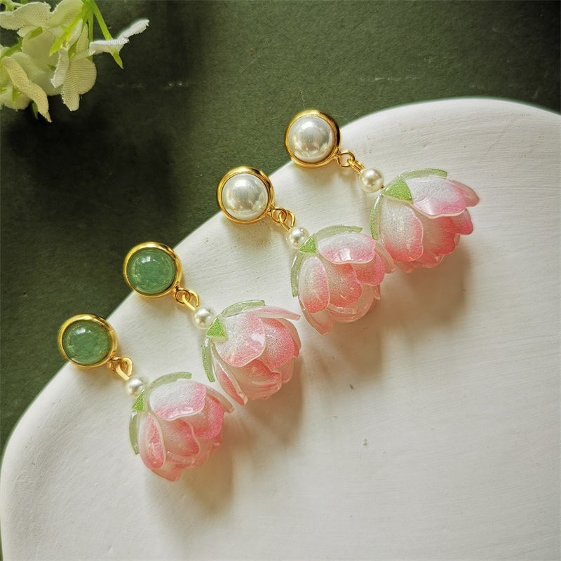Pendientes de Flor de Loto Úni - Body Jewelry Wholesale reseña y precio