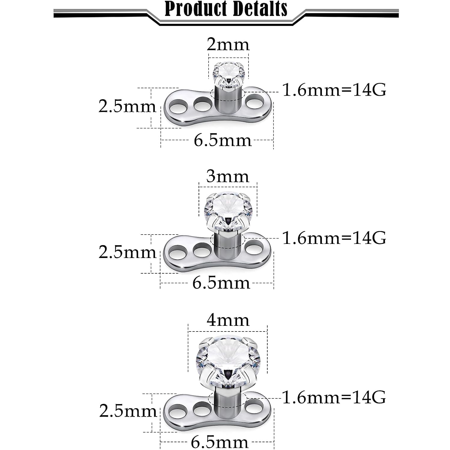 14G G23 Titanio Dermal Piercin - Dermal Anchor Top reseña y precio