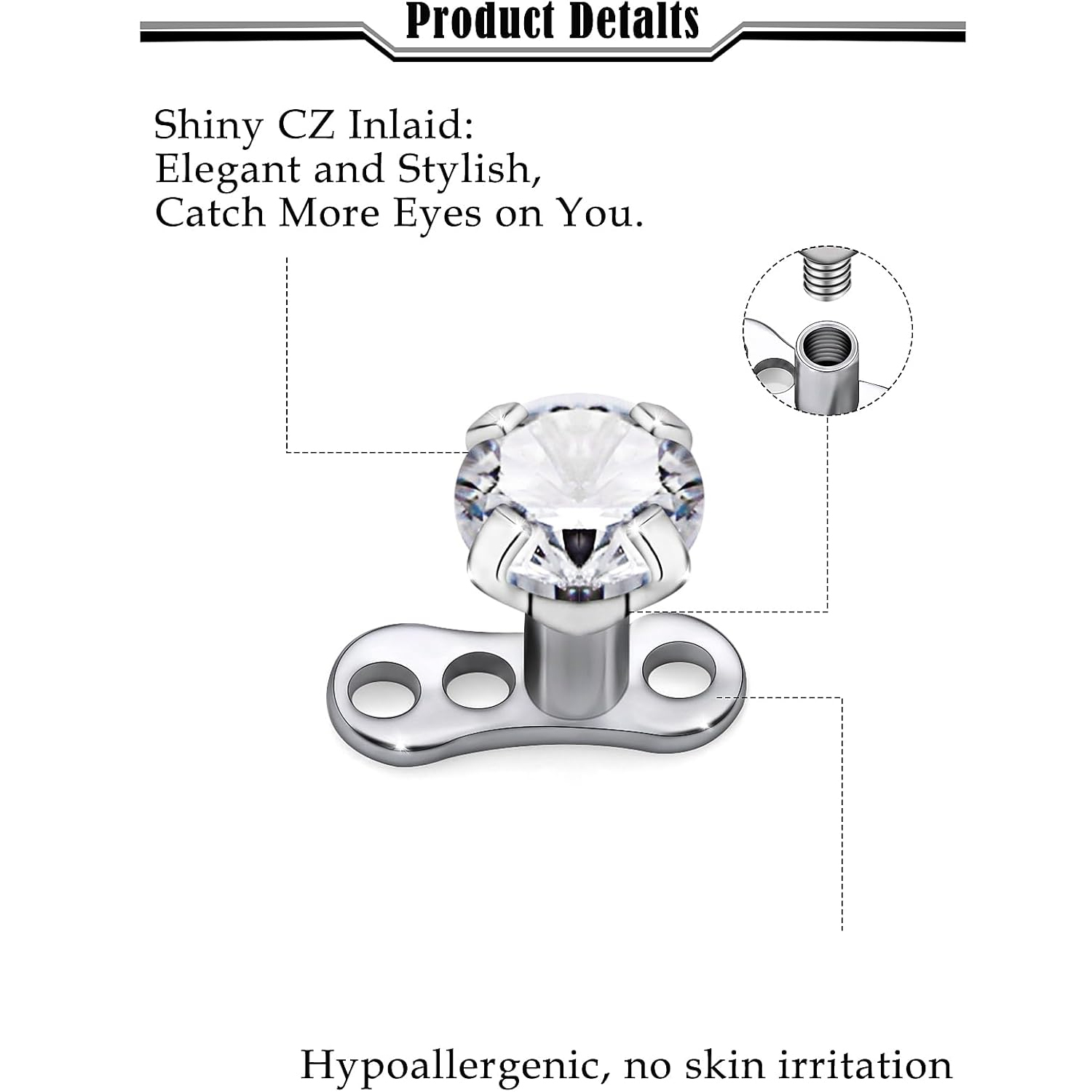 14G G23 Titanio Dermal Piercin - Dermal Anchor Top reseña y precio